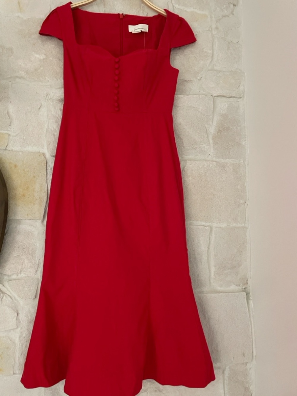 NWT- Anthropologie The Cecily Fit & Flare Sweetheart Red Midi Dress -  size XXSP